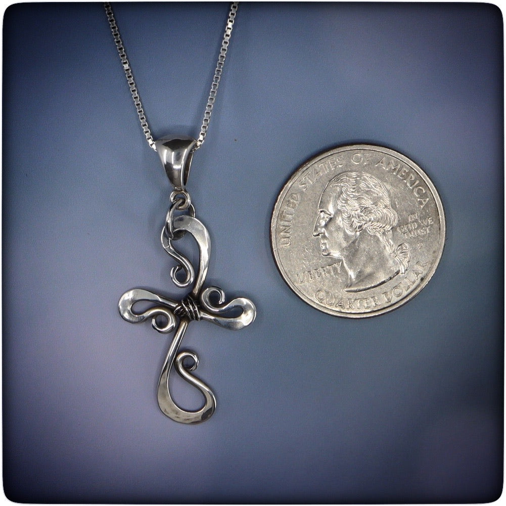 Loving Kindness Sterling Silver Handcrafted Cross Petite