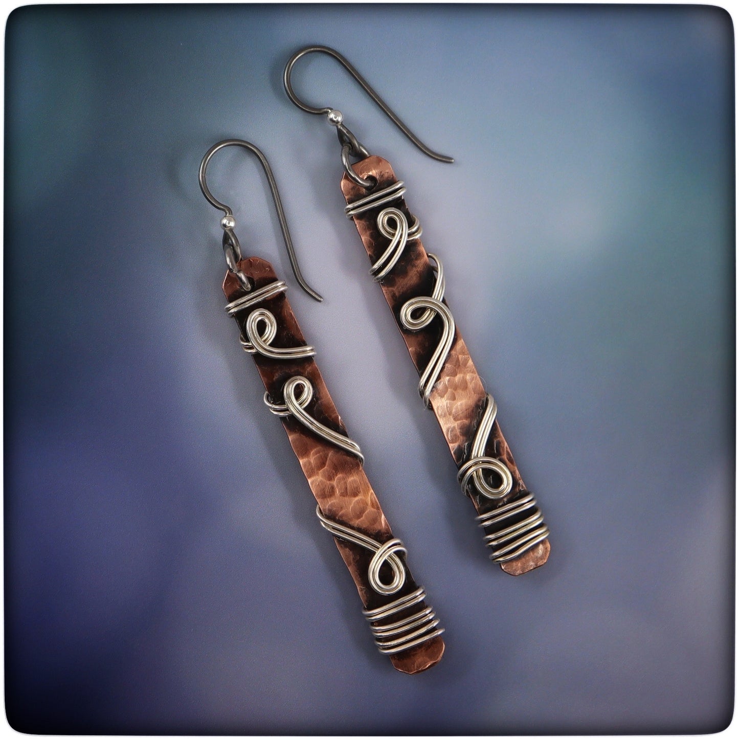 "Go With the Flow" Copper and Sterling Dangle Earrings