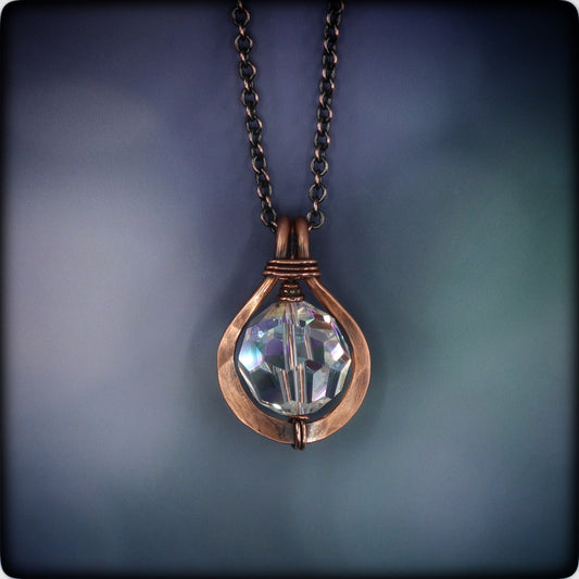 Swarovski Crystal and Copper Solitaire