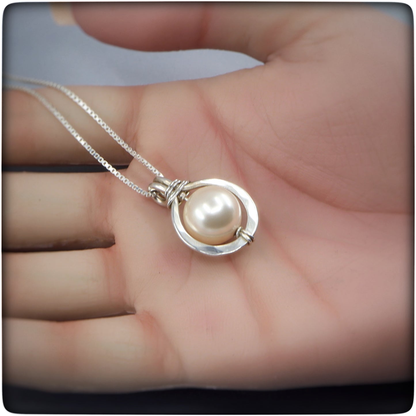 Sterling Silver Pearl Solitaire Necklace