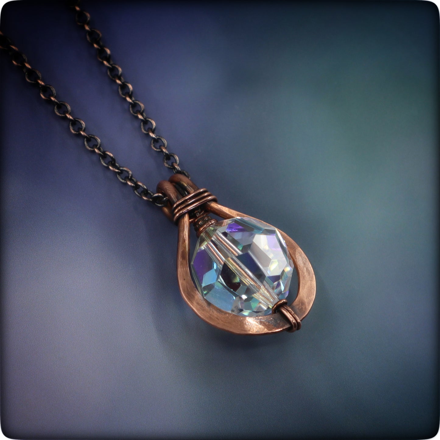 Swarovski Crystal and Copper Solitaire