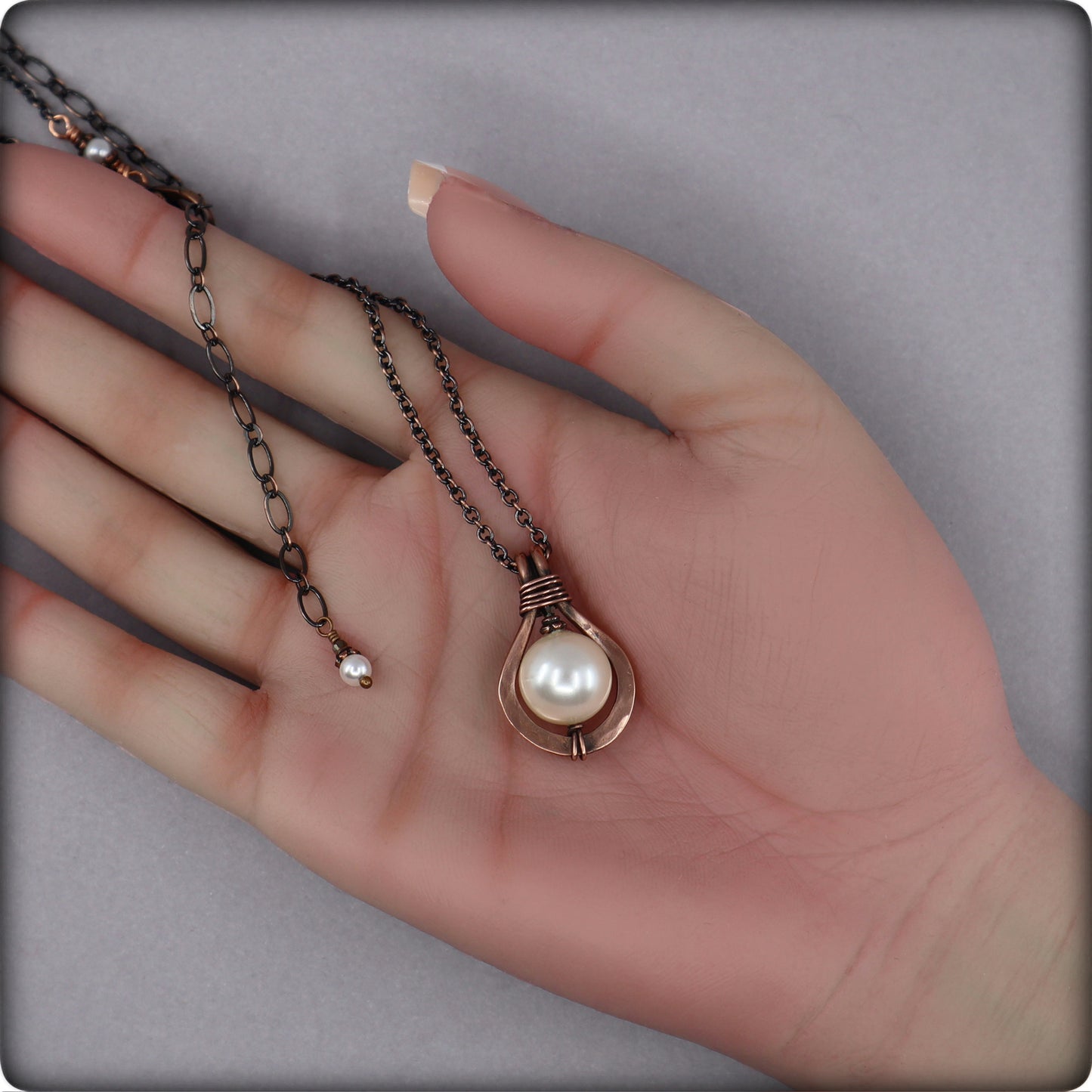 Swarovski Crystal Pearl and Copper Solitaire