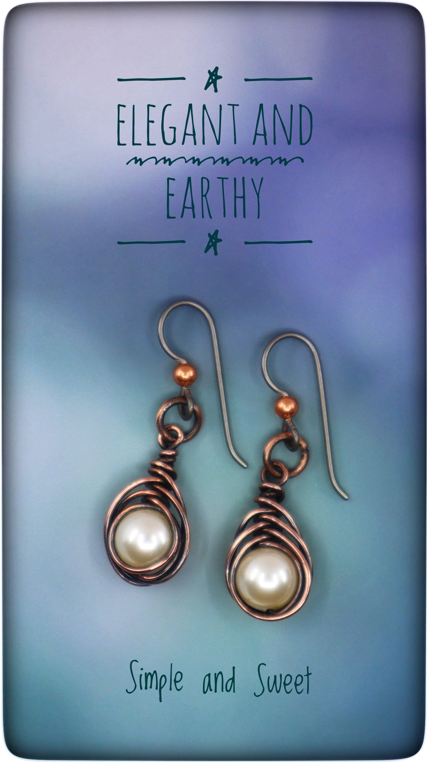 Woven Copper Pearl Earrings